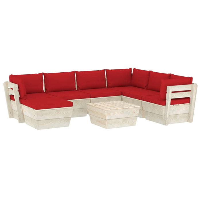 8-tlg. Garten-Sofagarnitur aus Paletten mit Kissen Fichtenholz