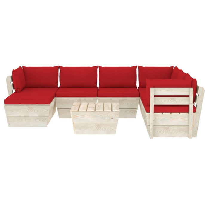 8-tlg. Garten-Sofagarnitur aus Paletten mit Kissen Fichtenholz