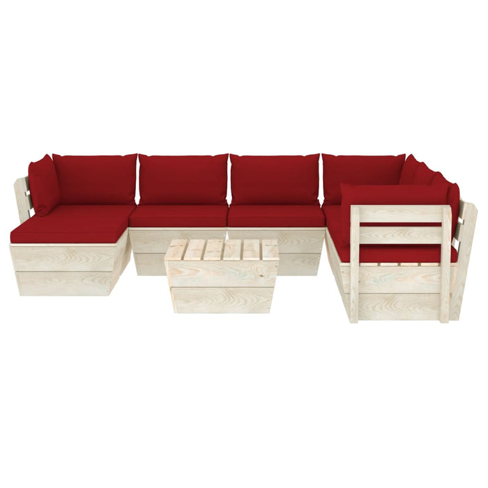 8-tlg. Garten-Sofagarnitur aus Paletten mit Kissen Fichtenholz