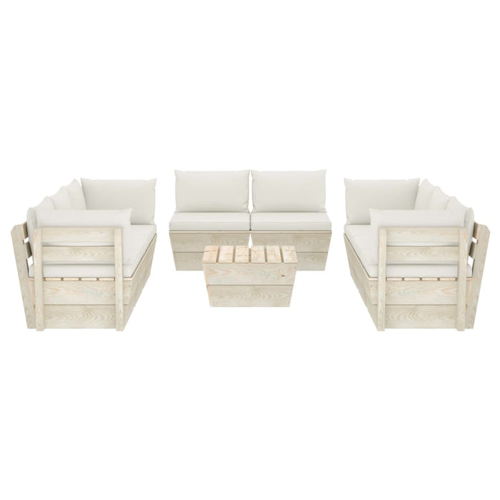 9-tlg. Garten-Sofagarnitur aus Paletten mit Kissen Fichtenholz