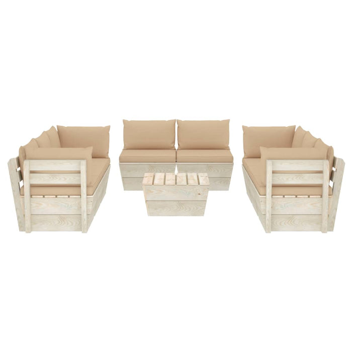 9-tlg. Garten-Sofagarnitur aus Paletten mit Kissen Fichtenholz