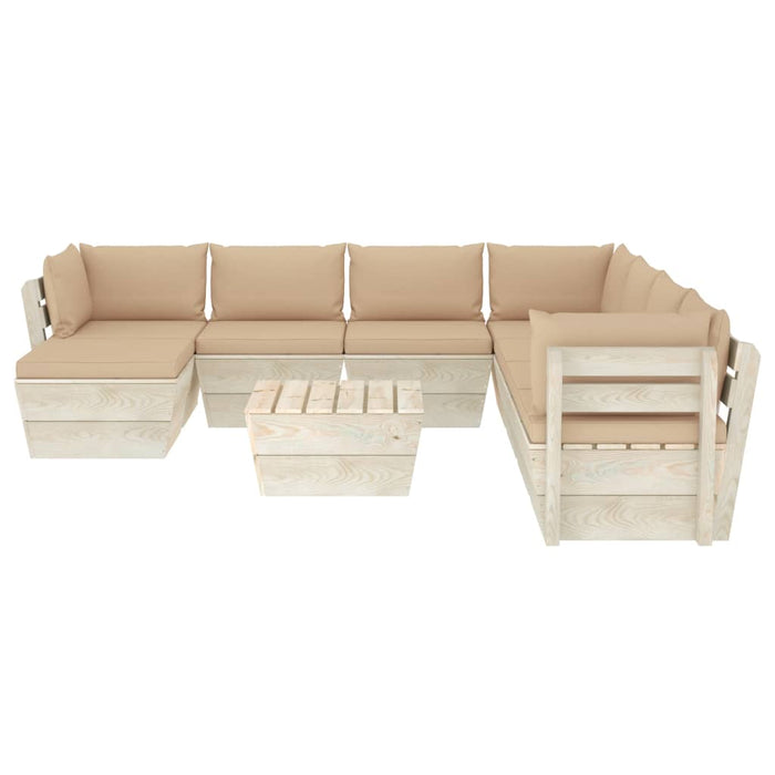 9-tlg. Garten-Sofagarnitur aus Paletten mit Kissen Fichtenholz