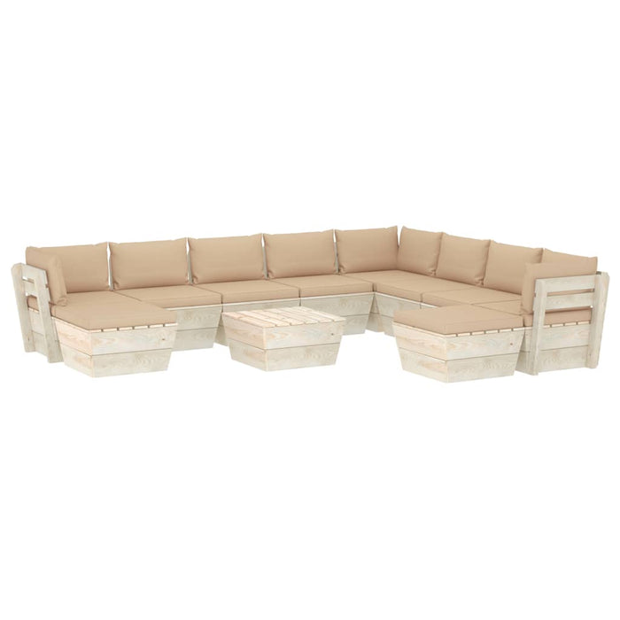 11-tlg. Garten-Sofagarnitur aus Paletten mit Kissen Fichtenholz