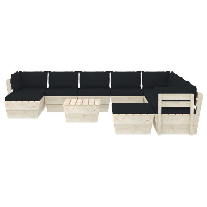 11-tlg. Garten-Sofagarnitur aus Paletten mit Kissen Fichtenholz