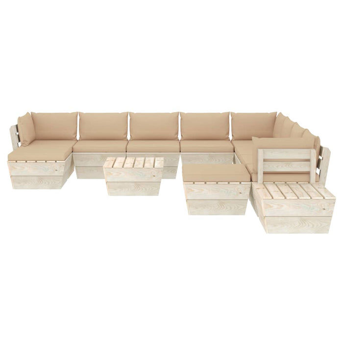 12-tlg. Garten-Sofagarnitur aus Paletten mit Kissen Fichtenholz