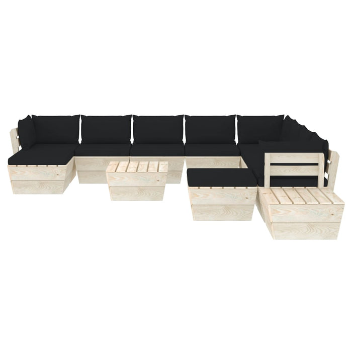 12-tlg. Garten-Sofagarnitur aus Paletten mit Kissen Fichtenholz