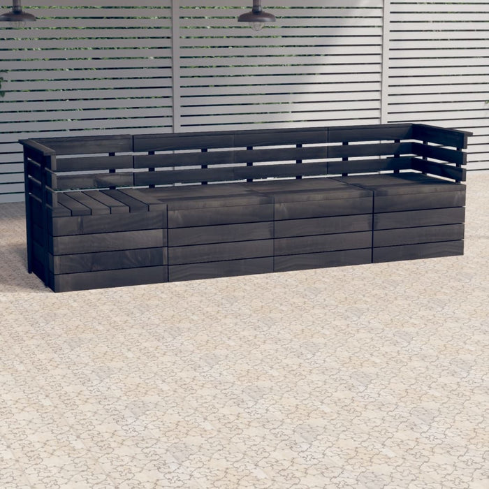 Garten-Palettensofa 4-Sitzer Dunkelgrau Massivholz Kiefer