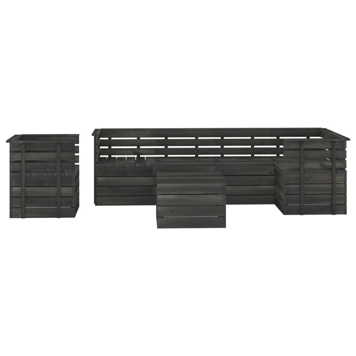 7-tlg. Garten-Sofagarnitur aus Paletten Kiefernholz Dunkelgrau