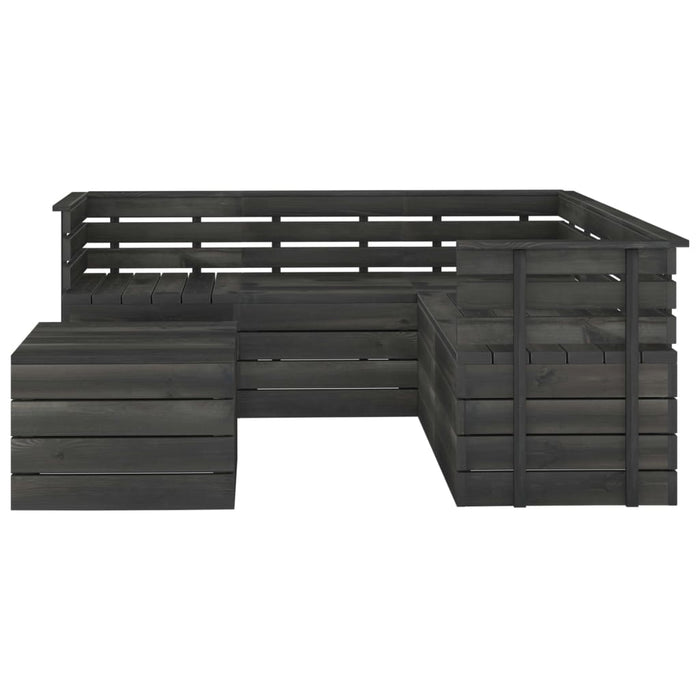 6-tlg. Garten-Sofagarnitur aus Paletten Kiefernholz Dunkelgrau