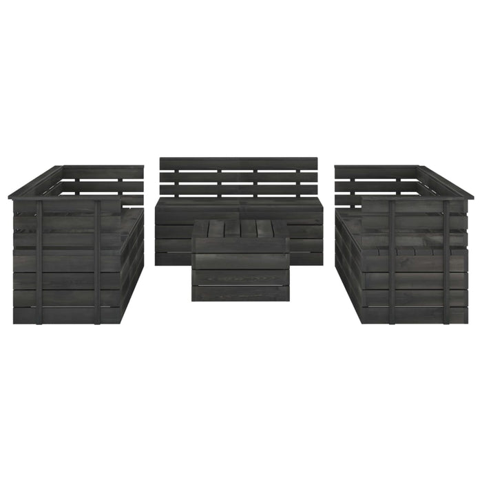 9-tlg. Garten-Sofagarnitur aus Paletten Kiefernholz Dunkelgrau