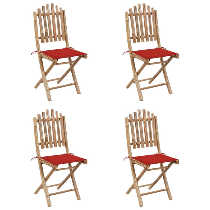 5-tlg. Garten-Essgruppe mit Kissen Klappbar Bambus