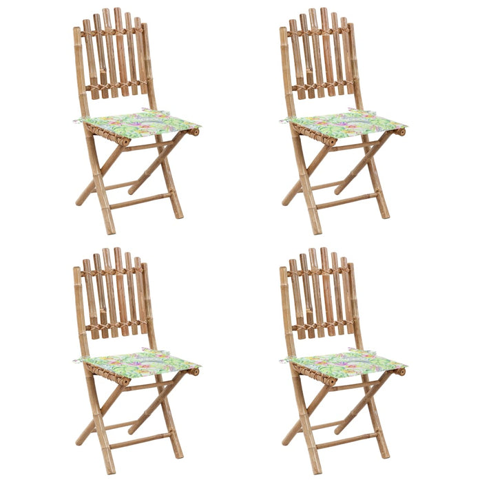 5-tlg. Garten-Essgruppe mit Kissen Klappbar Bambus