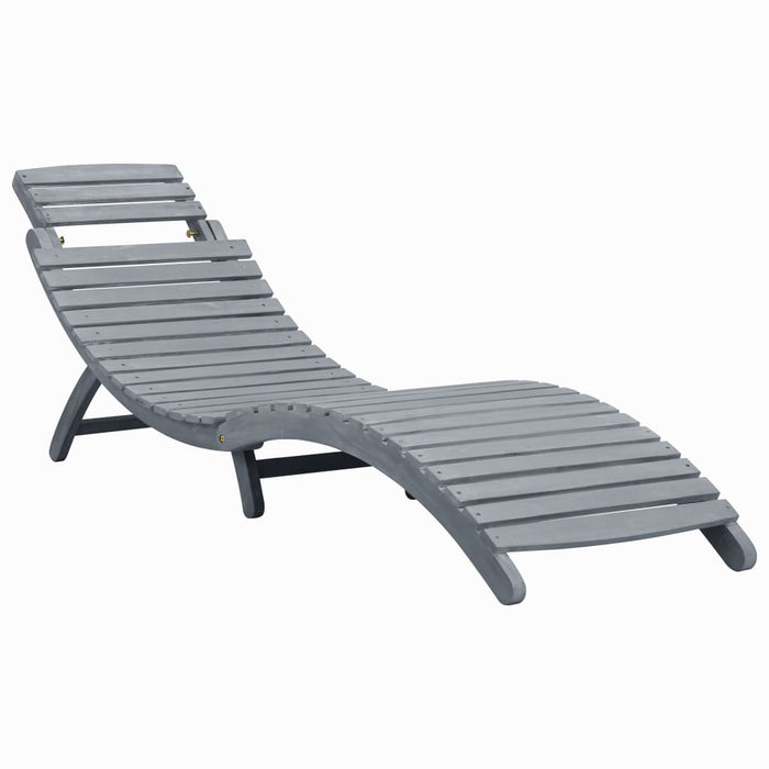 Sun lounger with gray solid acacia wood cushion