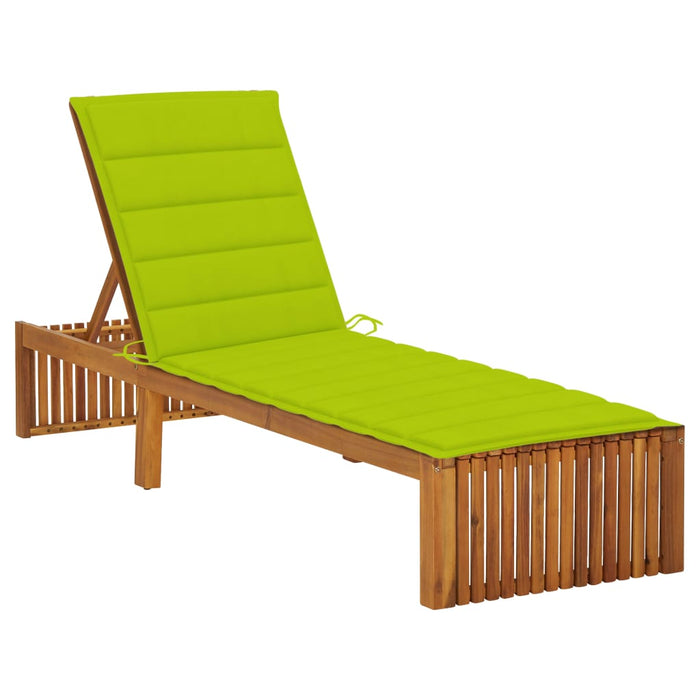 Sun lounger with solid acacia wood cushion