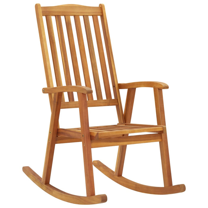 Rocking chair with cushions in solid acacia wood