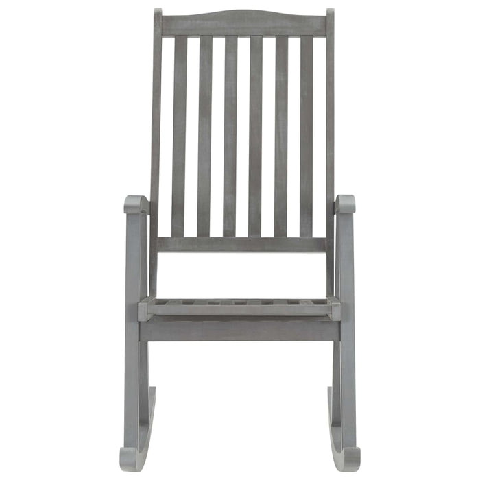 Rocking chair with gray solid acacia wood cushion