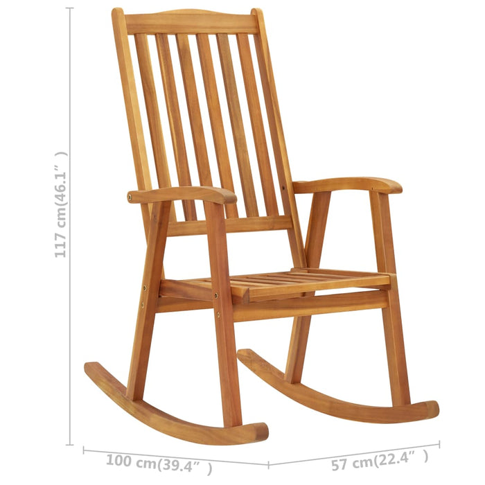 Rocking chair with gray solid acacia wood cushion