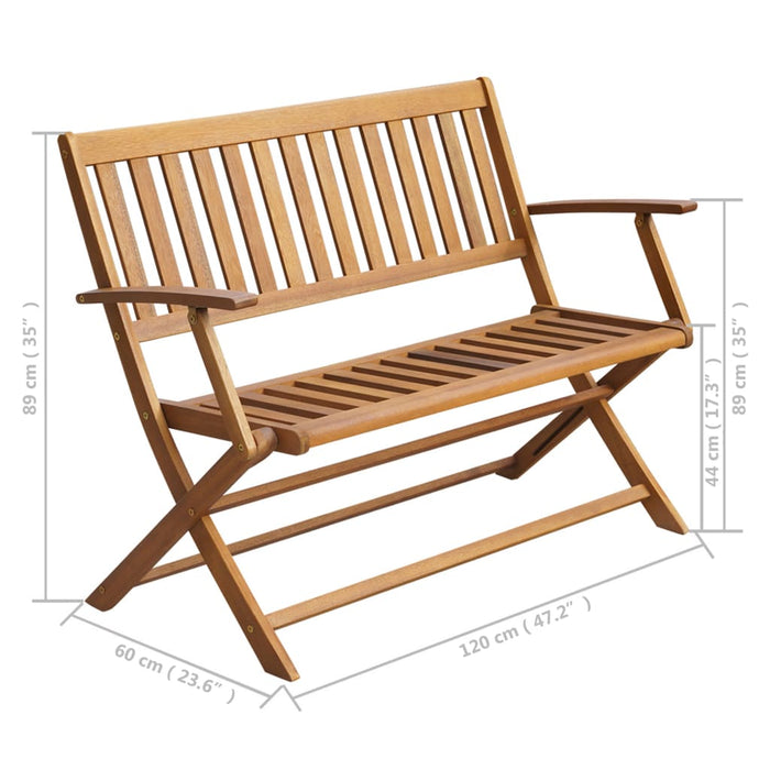 Garden bench with cushion 120 cm solid acacia wood