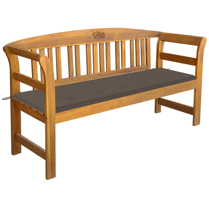 Garden bench with cushion 157 cm solid acacia wood