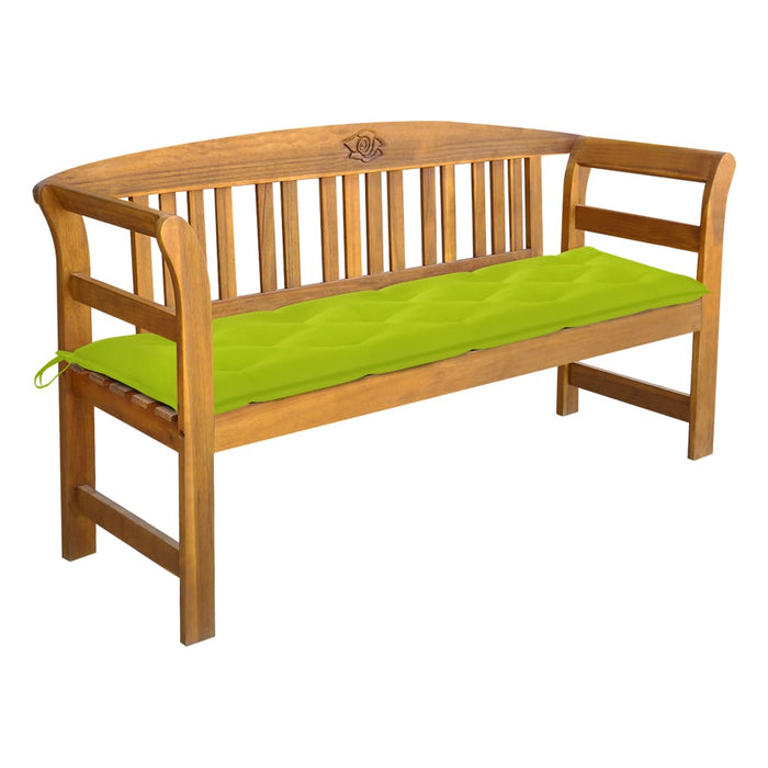 Garden bench with cushion 157 cm solid acacia wood