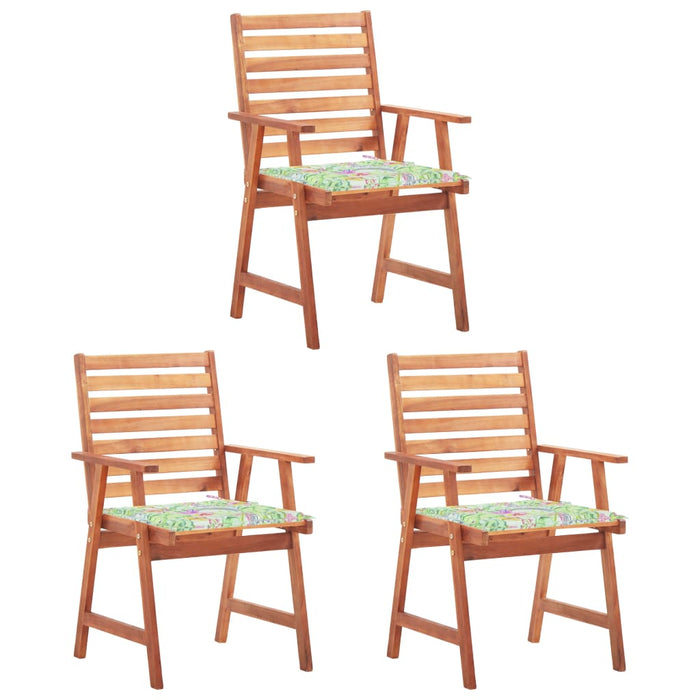 Garten-Essstühle 3 Stk. mit Kissen Massivholz Akazie