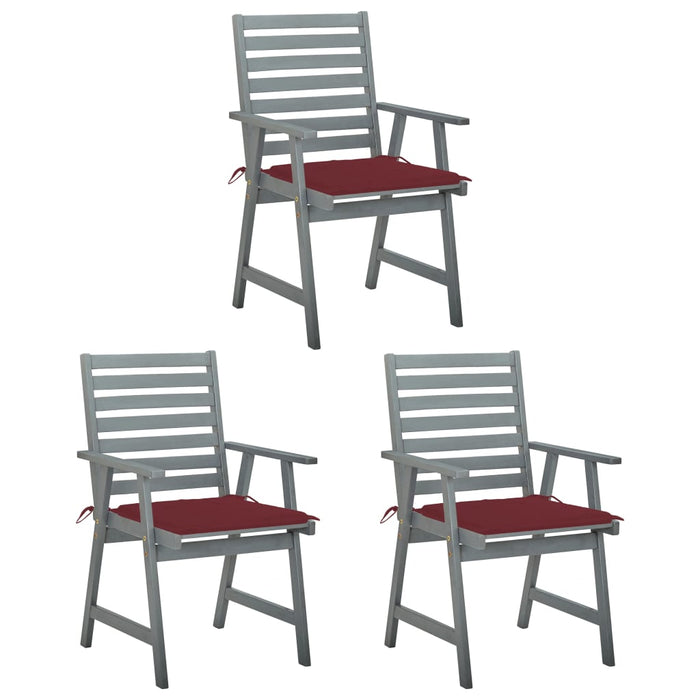 Garten-Essstühle mit Kissen 3 Stk. Massivholz Akazie