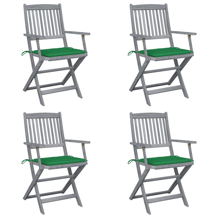 Klappbare Gartenstühle 4 Stk. mit Sitzkissen Massivholz Akazie