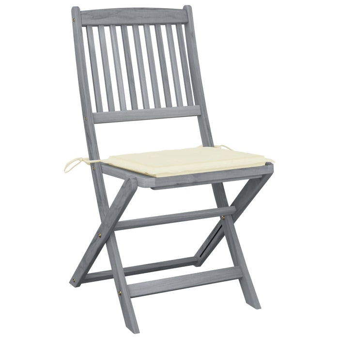 Folding garden chairs 2 pieces with cushions made of solid acacia wood