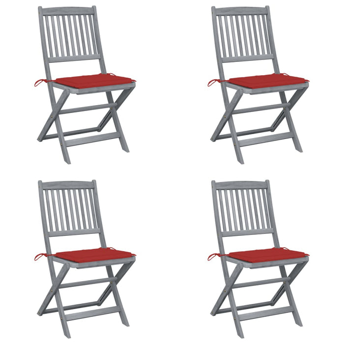 Folding garden chairs 4 pieces with cushions made of solid acacia wood