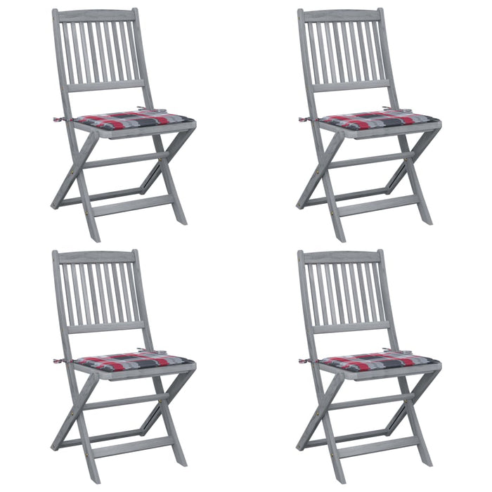Klappbare Gartenstühle 4 Stk. mit Kissen Massivholz Akazie