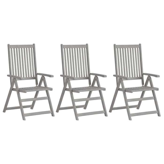 Verstellbare Gartenstühle 3 Stk. mit Auflagen Massivholz Akazie