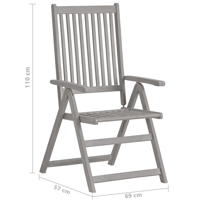 Verstellbare Gartenstühle 3 Stk. mit Auflagen Massivholz Akazie