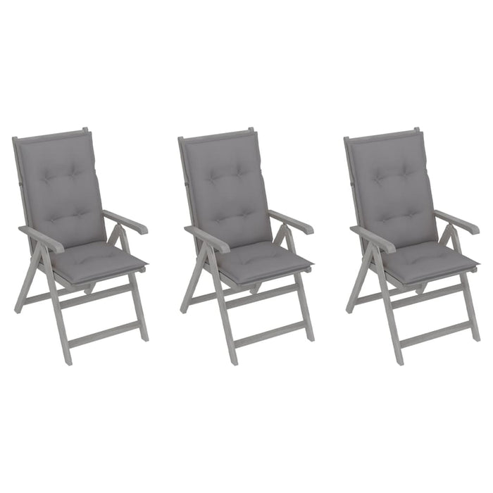 Verstellbare Gartenstühle 3 Stk. mit Auflagen Massivholz Akazie