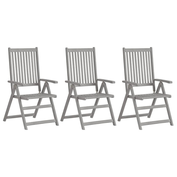 Adjustable garden chairs 3 pieces with solid acacia wood cushions