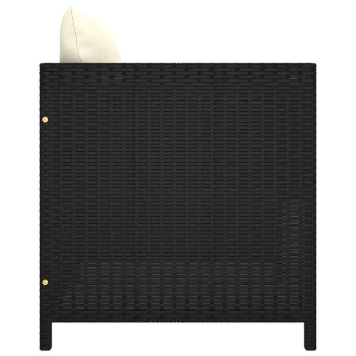 5-tlg. Garten-Lounge-Set mit Kissen Poly Rattan Schwarz