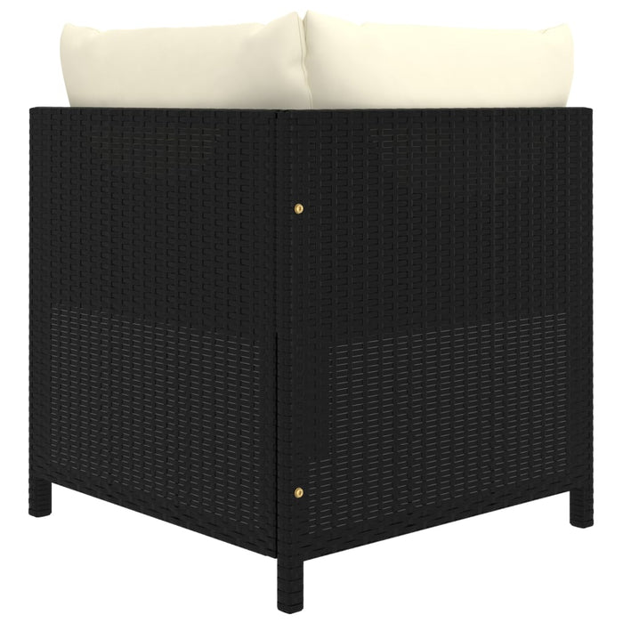 5-tlg. Garten-Lounge-Set mit Kissen Poly Rattan Schwarz