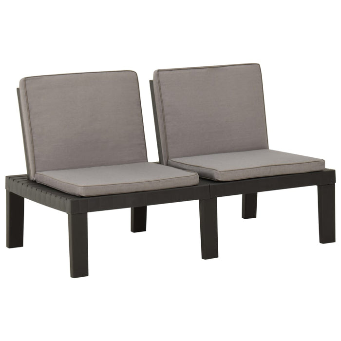 Garden benches with cushions 2 pieces. Plastic gray