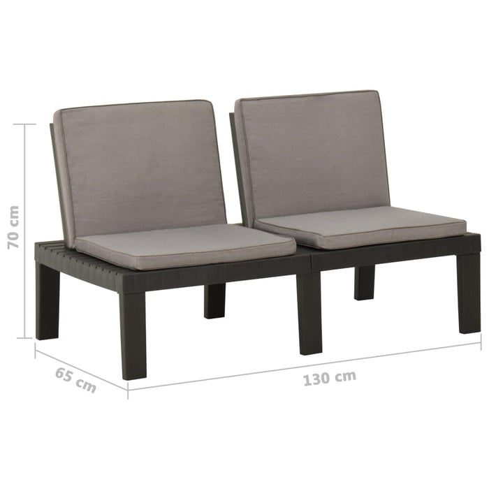Garden benches with cushions 2 pieces. Plastic gray
