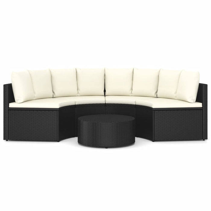 5 pcs. Garden sofa set with cushions poly rattan black