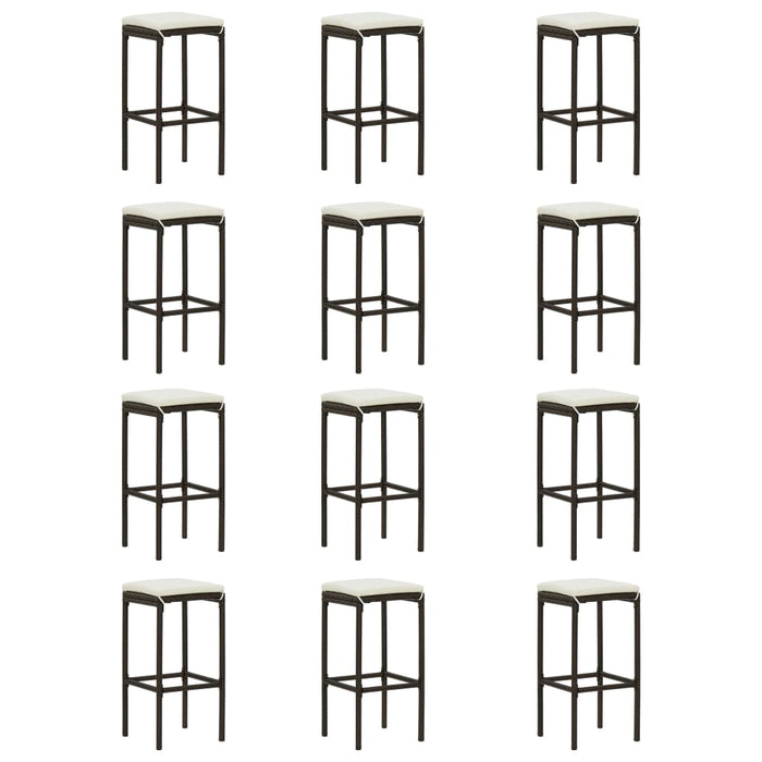 16-tlg. Gartenbar-Set mit Kissen Poly Rattan Braun