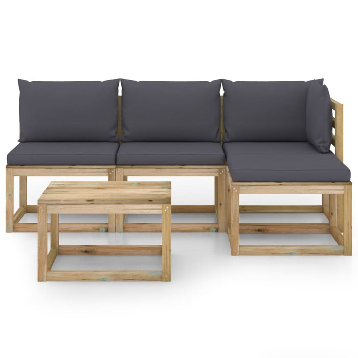 5-tlg. Garten-Lounge-Set mit Anthrazit Kissen