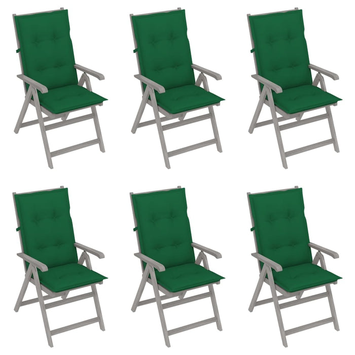 Verstellbare Gartenstühle 6 Stk. mit Auflagen Massivholz Akazie
