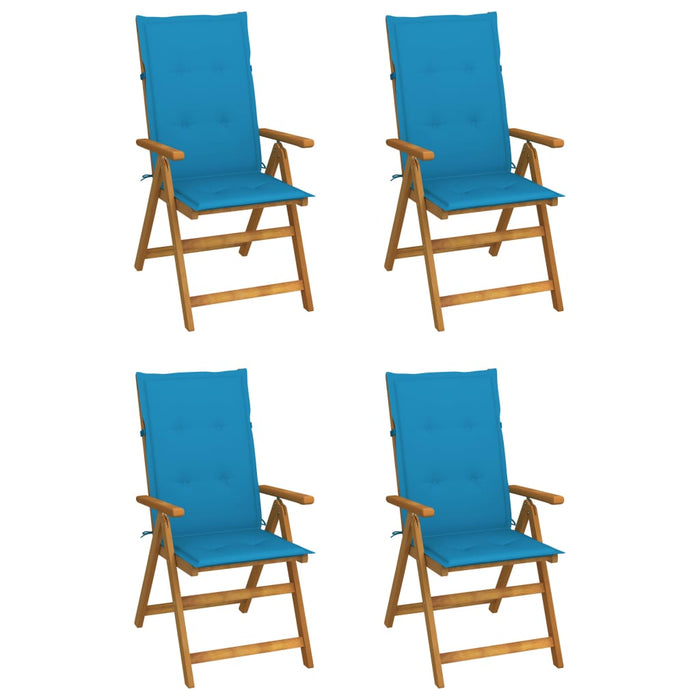 Garden deck chairs 4 pieces with cushions in solid acacia wood