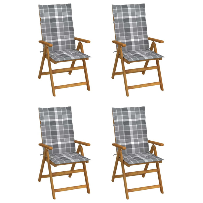 Garden deck chairs 4 pieces with cushions in solid acacia wood