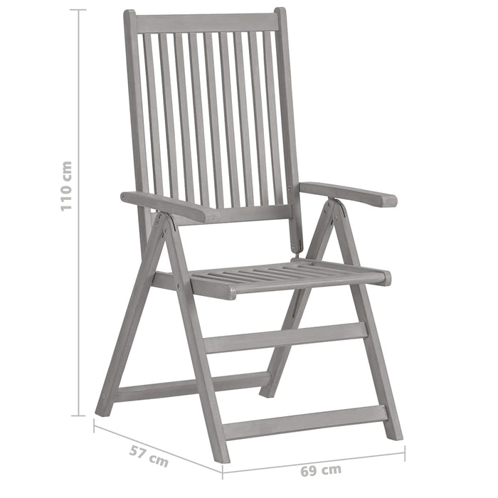 Adjustable garden chairs 4 pieces with solid acacia wood cushions