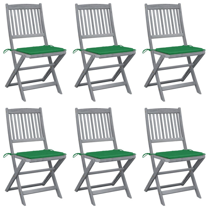 Klappbare Gartenstühle 6 Stk. mit Sitzkissen Massivholz Akazie