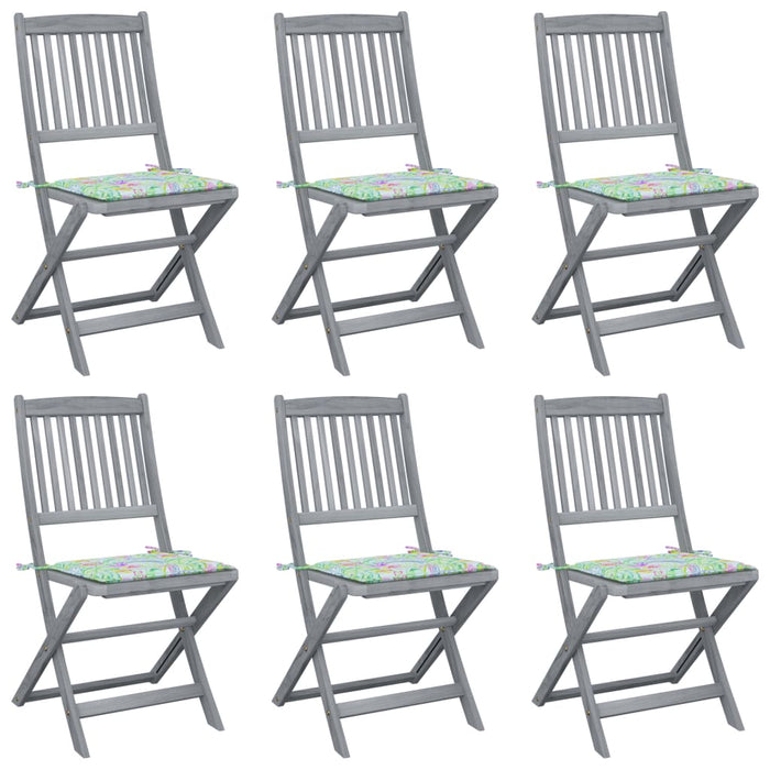 Klappbare Gartenstühle 6 Stk. mit Kissen Massivholz Akazie