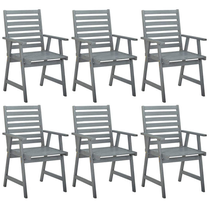 Garten-Essstühle 6 Stk. Grau Massivholz Akazie
