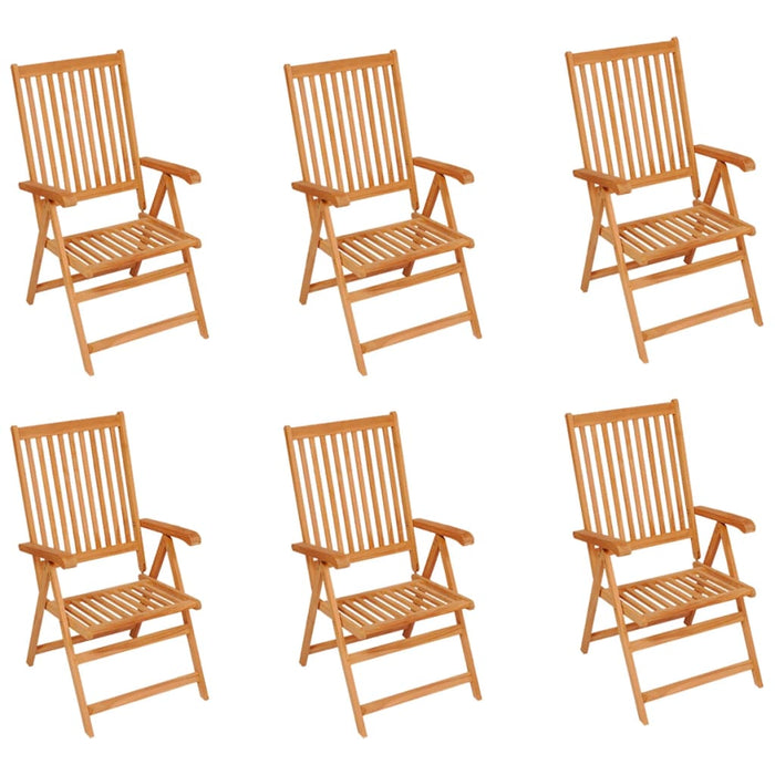 Gartenstühle 6 Stk. mit Roten Kissen Massivholz Teak