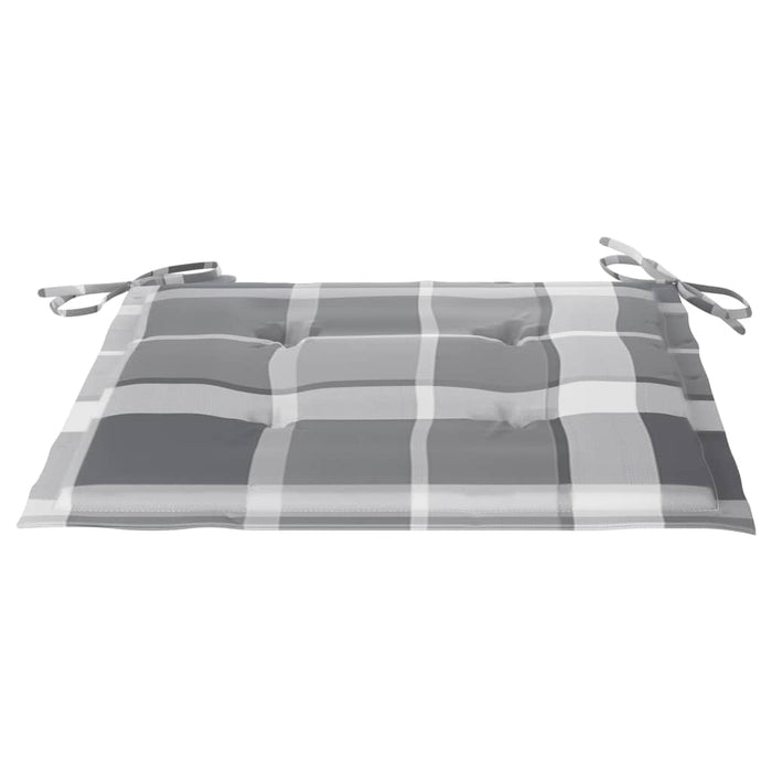 Gartenstühle mit Kissen 6 Stk. Grau Karomuster Massivholz Teak